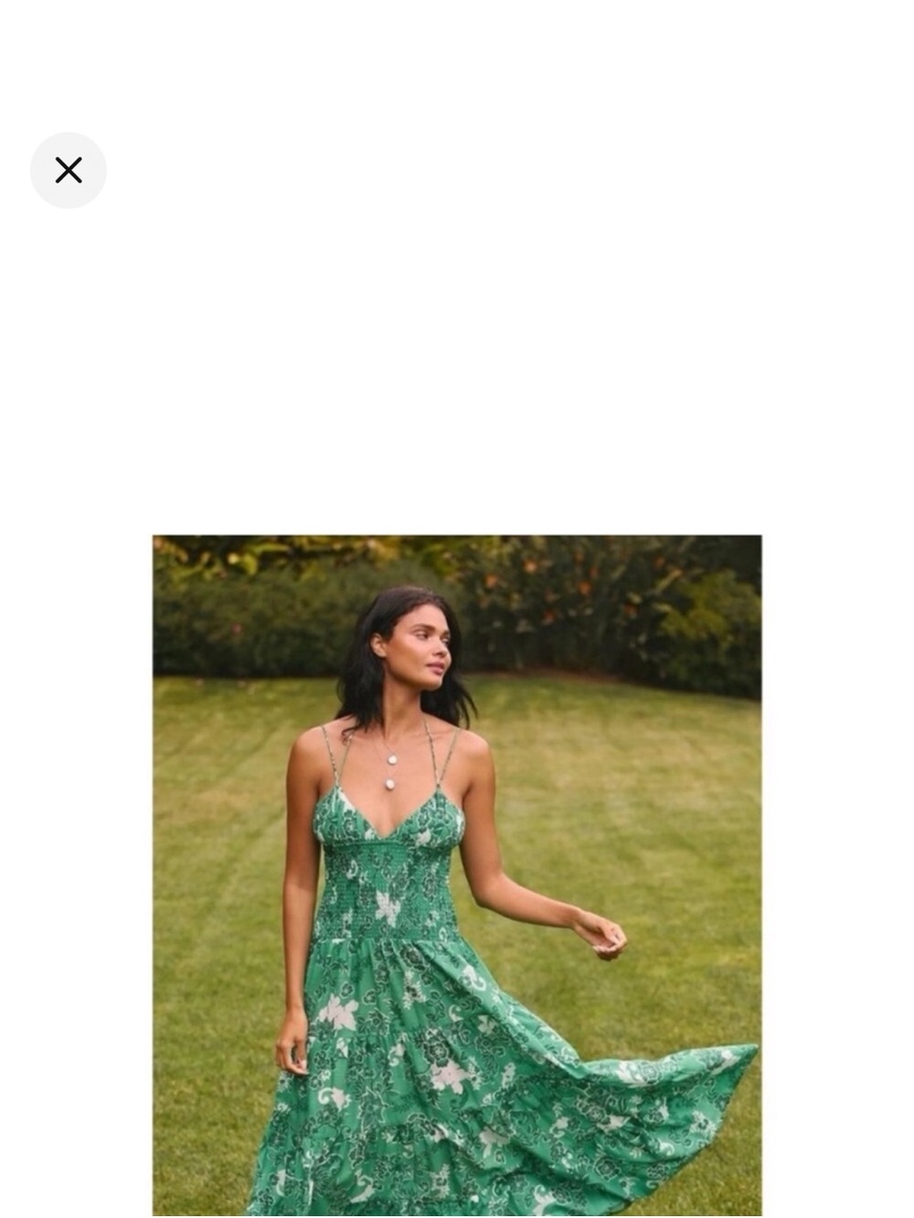 Anthropologie Josephine Green Floral Smocked Maxi Dress